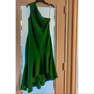 XSCAPE Women’s Green One-Shoulder MIDI Dress
